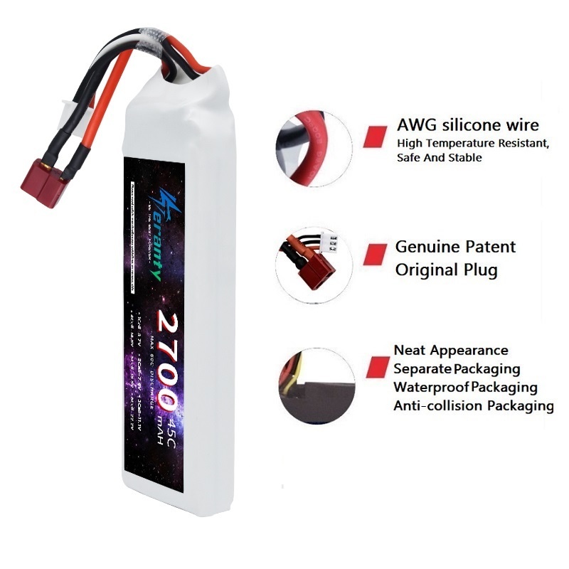1/3 adet 2S 7.4V Lipo pil 2700 - Drone Battery Connector incelemesi ve fiyatı